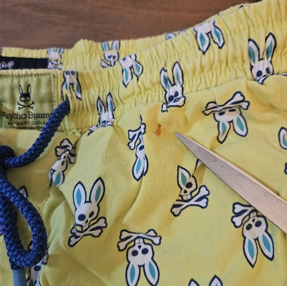 Psycho Bunny Mens Lounge / Sleep Shorts Yellow All Over Bunny Print Large - Picture 6 of 8